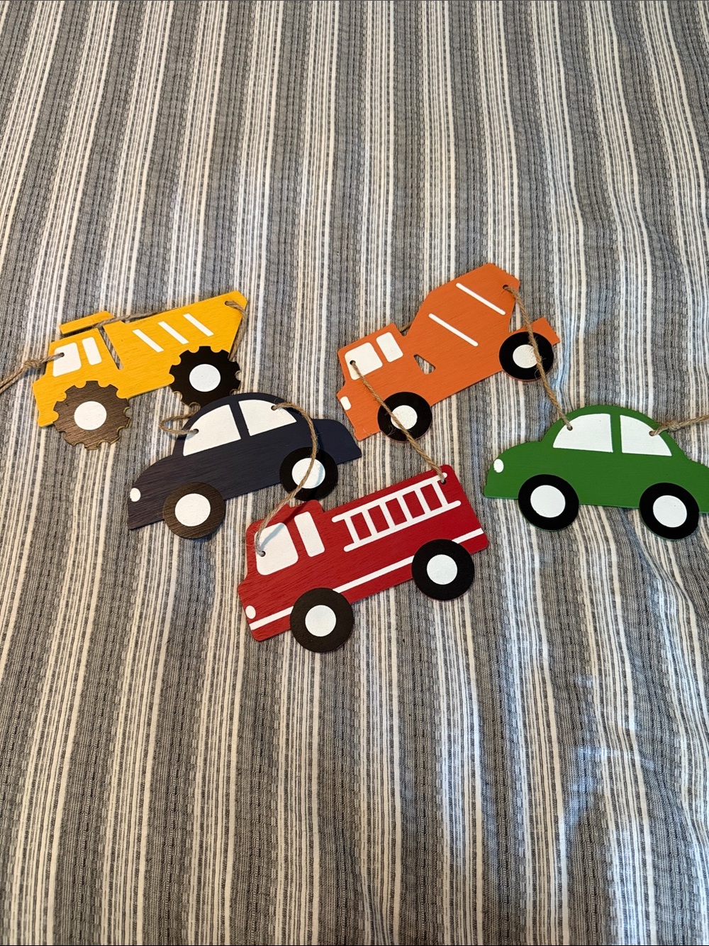 Kids Wooden Vehicle Hanging Decorations - Multicolor Set